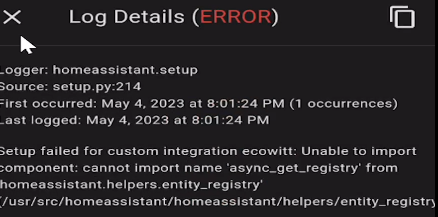 Home Assistant 2023.5 Broke Ecowitt